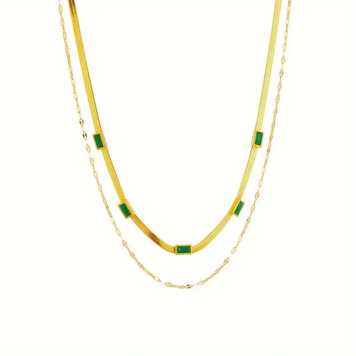 Sorella Gem - Gold Double-Layer Retro Necklace by